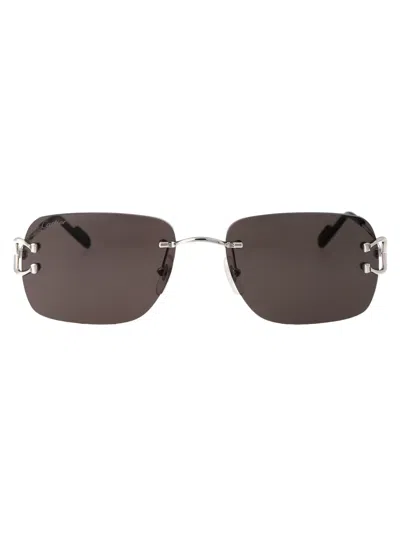 Cartier Ct0330s Sunglasses In 001 Silver Silver Grey