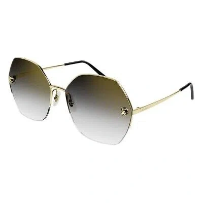 Pre-owned Cartier Ct0332s-001 Gold Sunglasses In Gray