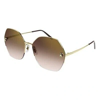 Pre-owned Cartier Ct0332s-002 Gold Sunglasses In Brown