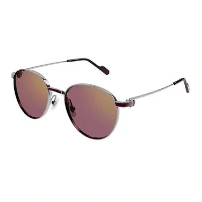 Pre-owned Cartier Ct0335s-003 Ruthenium Sunglasses In Red