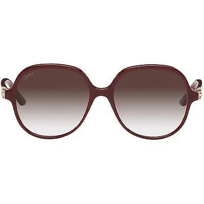 Pre-owned Cartier Ct0350s-003 Burgundy Sunglasses In Brown