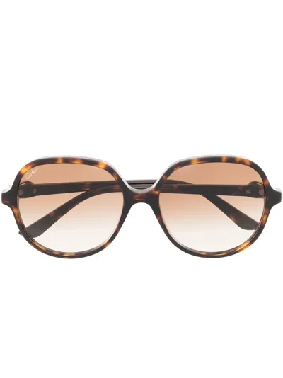 Cartier Ct0350s Oversized-frame Sunglasses In Brown