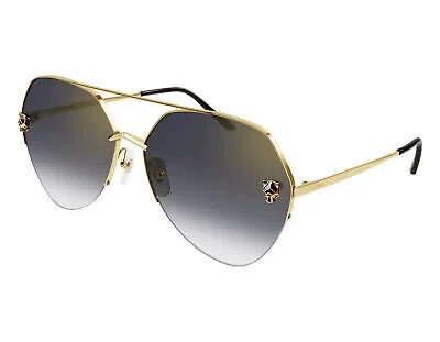 Pre-owned Cartier Ct0355s-001 Gold Sunglasses In Gray
