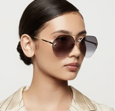 Pre-owned Cartier Ct0355s-001 Gold Sunglasses In Gray