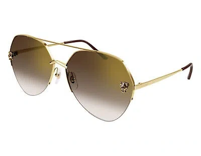 Pre-owned Cartier Ct0355s-002 Gold Sunglasses In Brown