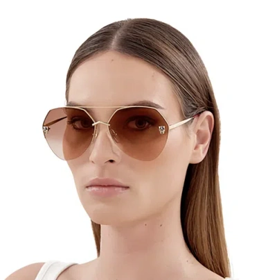 Pre-owned Cartier Ct0355s-002 Gold Sunglasses In Brown