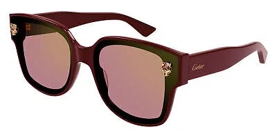 Pre-owned Cartier Ct0357s-004 Burgundy Sunglasses In Red