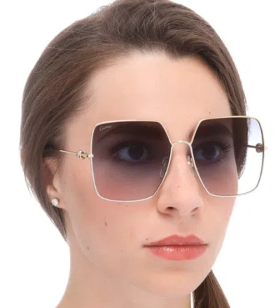 Pre-owned Cartier Ct0361s-001 Gold Sunglasses In Gray
