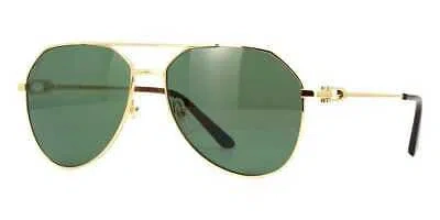 Pre-owned Cartier Ct0364s-002 Gold Sunglasses In Green