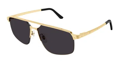Cartier Ct0385s Gold Metal Rectangle Sunglasses