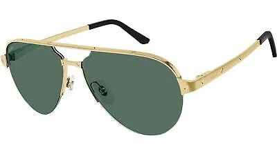 Pre-owned Cartier Ct0386s-002 Gold Sunglasses In Green