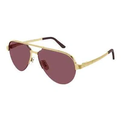 Pre-owned Cartier Ct0386s-004 Gold Sunglasses In Red