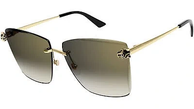 Pre-owned Cartier Ct0397s-001 Gold Sunglasses In Gray