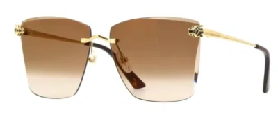 Pre-owned Cartier Ct0397s-002 Gold Sunglasses In Brown