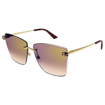 Pre-owned Cartier Ct0397s-003 Gold Sunglasses In Red