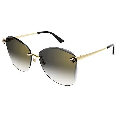 Pre-owned Cartier Ct0398s-001 Gold Sunglasses In Gray