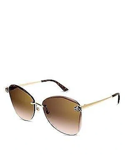 Pre-owned Cartier Ct0398s-002 Gold Sunglasses In Brown