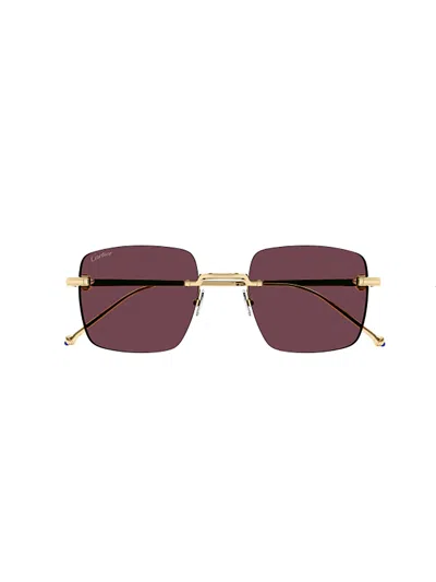 Cartier Ct0403s Sunglasses In 003 Gold Gold Red