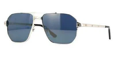 Pre-owned Cartier Ct0424s-004 Silver Sunglasses In Blue