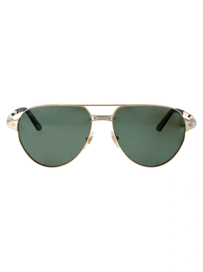 Cartier Ct0425s Sunglasses In 002 Gold Gold Green