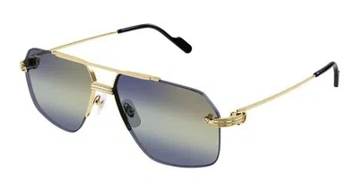 Pre-owned Cartier Ct0426s-003 Gold Gold Violet Sunglasses In Purple