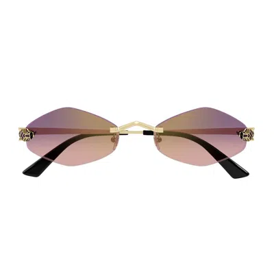 Cartier Ct0433s Panthère De Sunglasses In 004 Gold