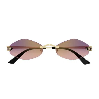 Cartier Ct0433s Panthère De  004 Gold Violet Sunglasses