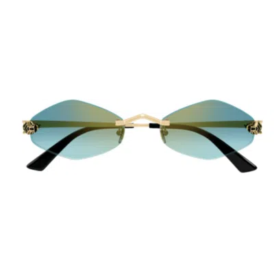 Cartier Ct0433s003 Gold Gold Green