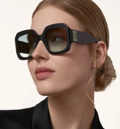 Pre-owned Cartier Ct0434s-003 Black Black Green Sunglasses