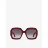 Cartier Womens Red Ct0434s Butterfly-frame Acetate Sunglasses In Red