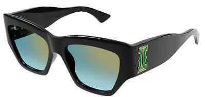 Pre-owned Cartier Ct0435s-003 Black Black Green Sunglasses