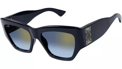 Pre-owned Cartier Ct0435s-004 Blue Blue Blue Sunglasses