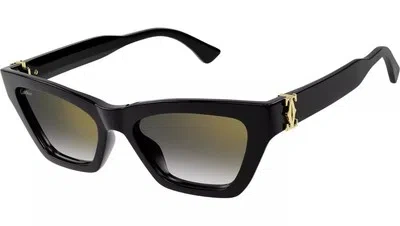 Pre-owned Cartier Ct0437s-001 Black Black Grey Sunglasses In Gray