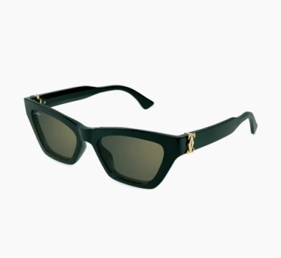 Pre-owned Cartier Ct0437s-003 Green Sunglasses