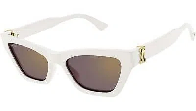 Pre-owned Cartier Ct0437s-004 White Sunglasses In Red