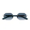 Cartier Ct0439s Décor C Allongé De  007 Silver Grey Blue Sunglasses In Blue