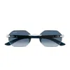 Cartier Ct0439s Décor C Allongé De  007 Silver Grey Blue Sunglasses In Metallic