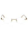 Cartier Gold Rimless Glasses In 003 Gold Ivory Transparent