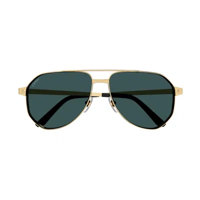 CARTIER CT0461S SANTOS DE CARTIER 003 GOLD SUNGLASSES