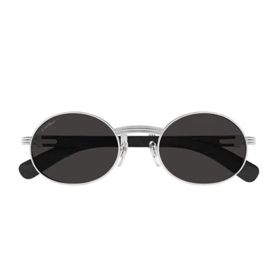Cartier Ct0464s Première De  017 Silver Black Grey Sunglasses