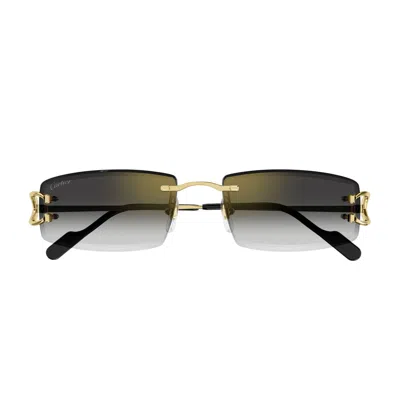 Cartier Ct0465s Décor C Classique 001 Gold Grey Sunglasses
