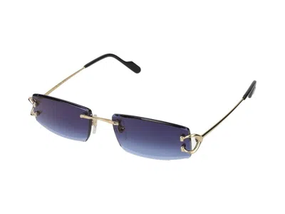 Cartier Ct0465s Rimless Gold-metal Sunglasses In Blue
