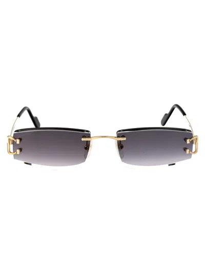 Cartier Ct0465s Sunglasses In 001 Gold Gold Grey