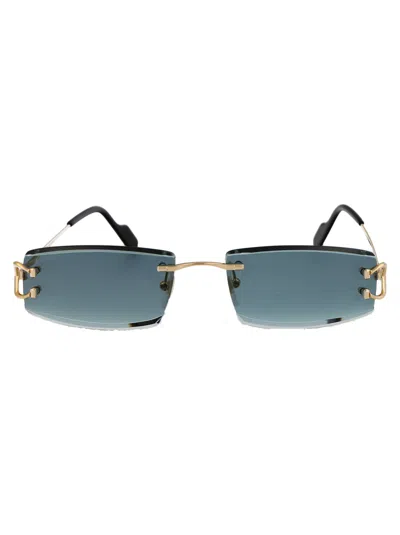 Cartier Ct0465s Sunglasses In 003 Gold Gold Green