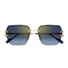 Cartier Ct0466s Signature C De  002 Gold Blue Sunglasses In Green