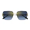 Cartier Ct0466s Signature C De  002 Gold Blue Sunglasses In Green