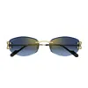 Cartier Ct0467s Décor C Classique De  002 Gold Blue Sunglasses In Multi