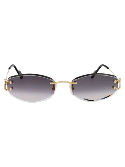 Cartier Ct0467s Sunglasses In 001 Gold Gold Grey
