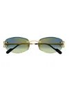 Cartier Gradient Metal Rectangle Sunglasses In 003 Gold Gold Green