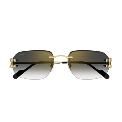 Cartier Ct0468s Décor C Classique 001 Gold Grey Sunglasses